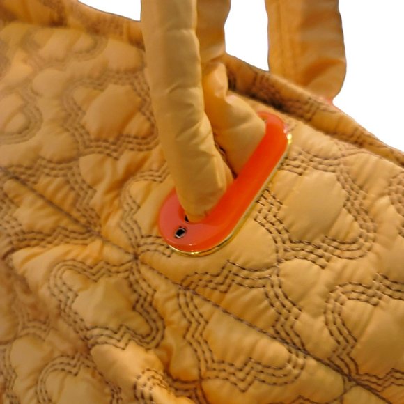 ORYANY Yellow Quilted Fabric Tote Handbag with Leather Accents DH554 - Picture 5 of 14